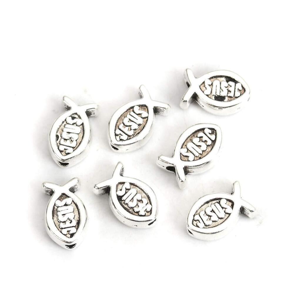 8604 Small Spacer Bead Tiny Fish Charms - 95 Pack 8mm with 1.3mm Hole